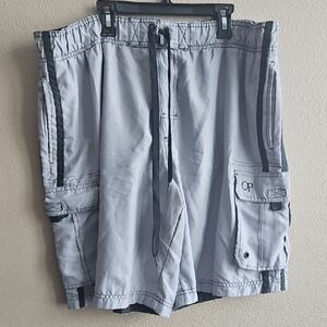 OP Light Gray Men’s Cargo Swim Shorts with Dark Trim